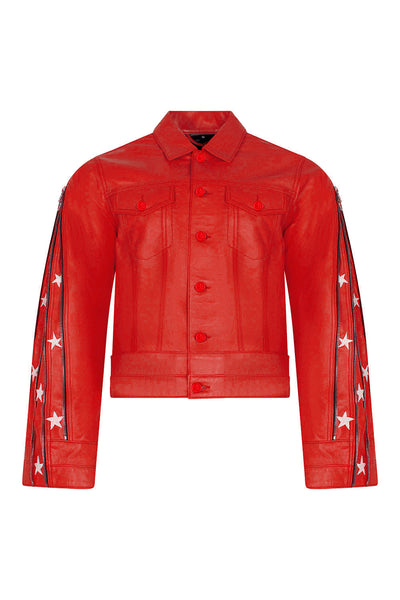 SUNSET RODEO LEATHER JACKET-RED