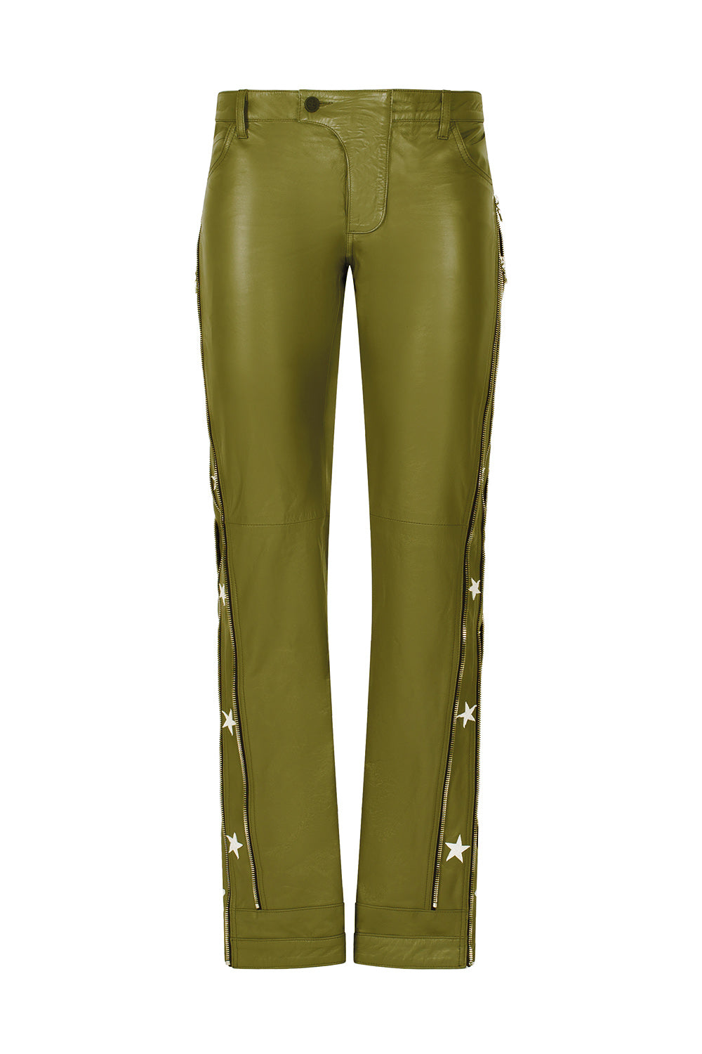 SUNSET RODEO LEATHER PANTS-OLIVE