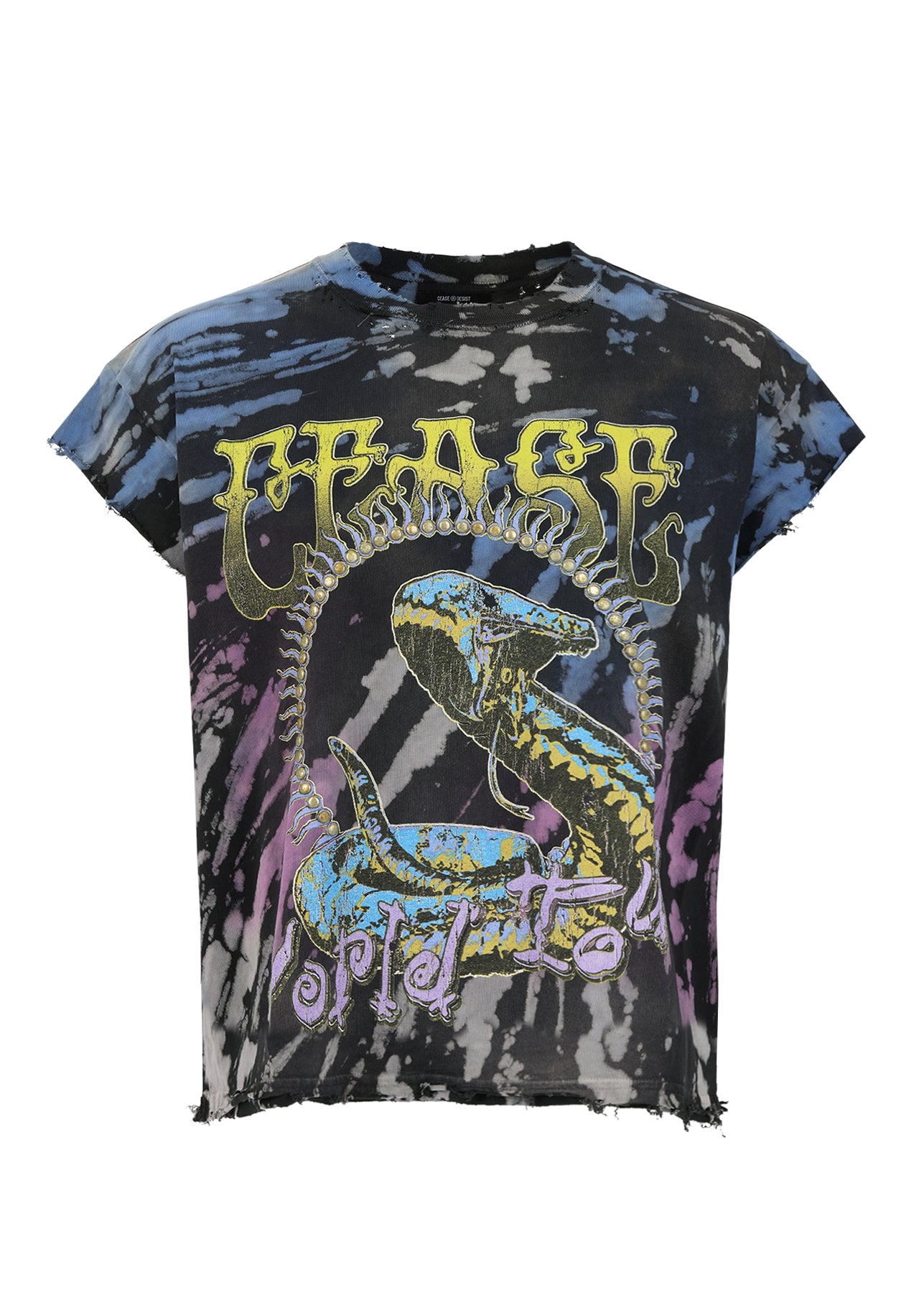 SNAKE WORLD TOUR TIE-DYE - BLACK (CUT OFF)
