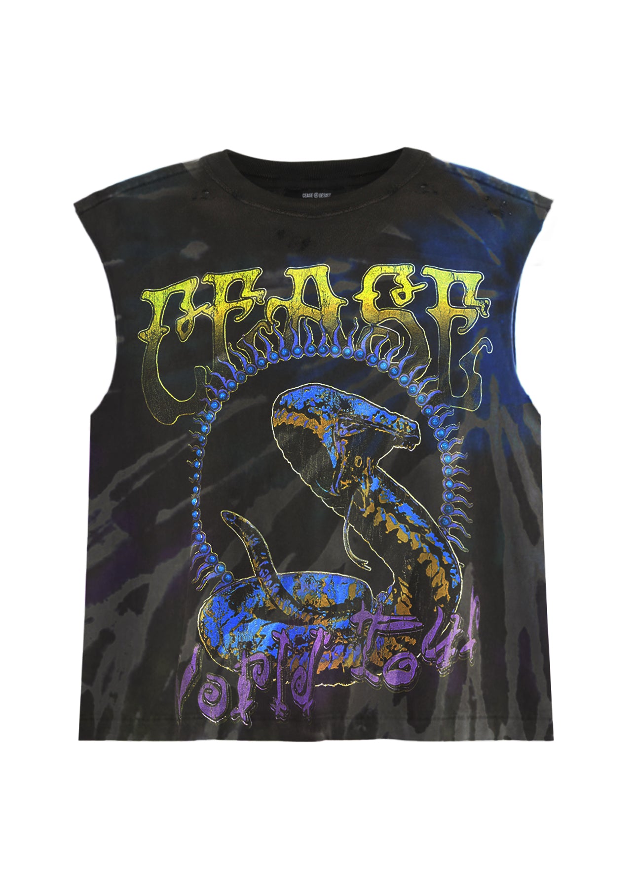 SNAKE WORLD TOUR TIE-DYE - BLACK (CUT OFF)