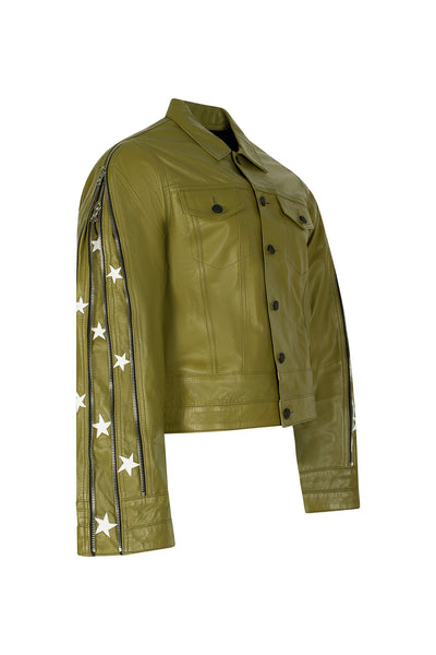 SUNSET RODEO LEATHER JACKET-OLIVE