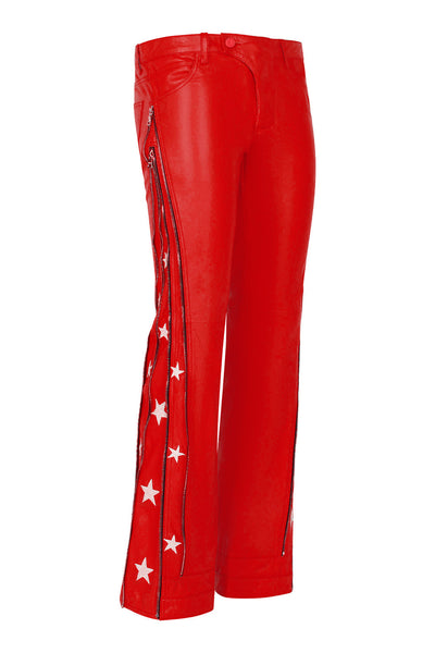 SUNSET RODEO LEATHER PANTS-RED