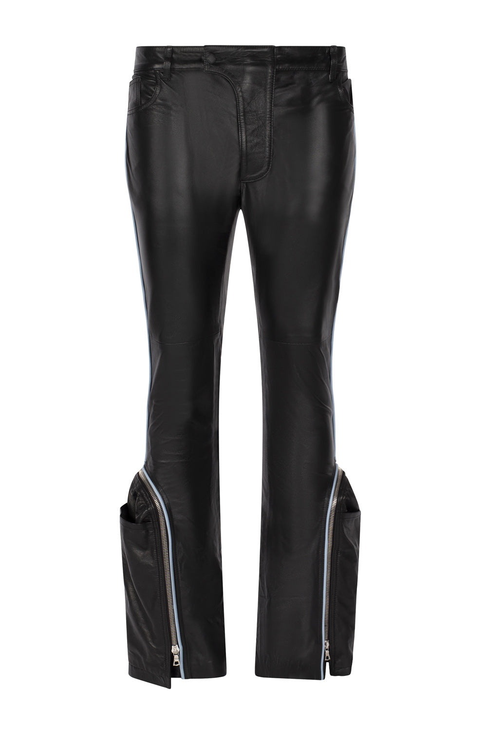 SIDE SADDLE LEATHER PANTS-BLACK