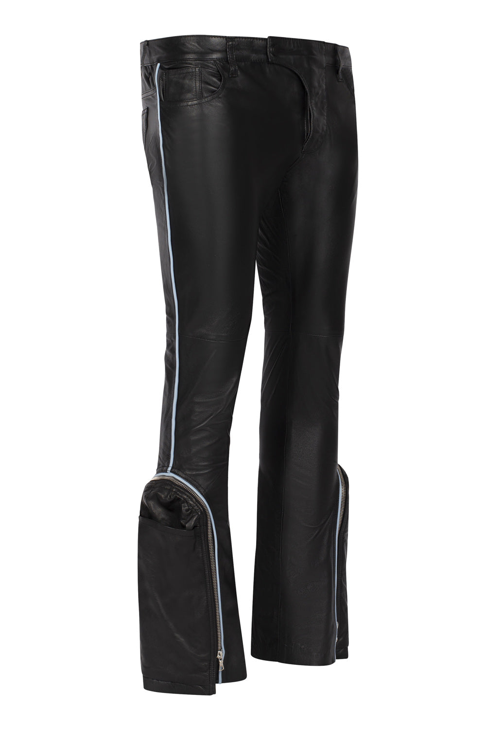 SIDE SADDLE LEATHER PANTS-BLACK