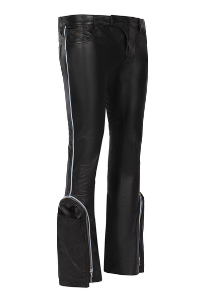 SIDE SADDLE LEATHER PANTS-BLACK