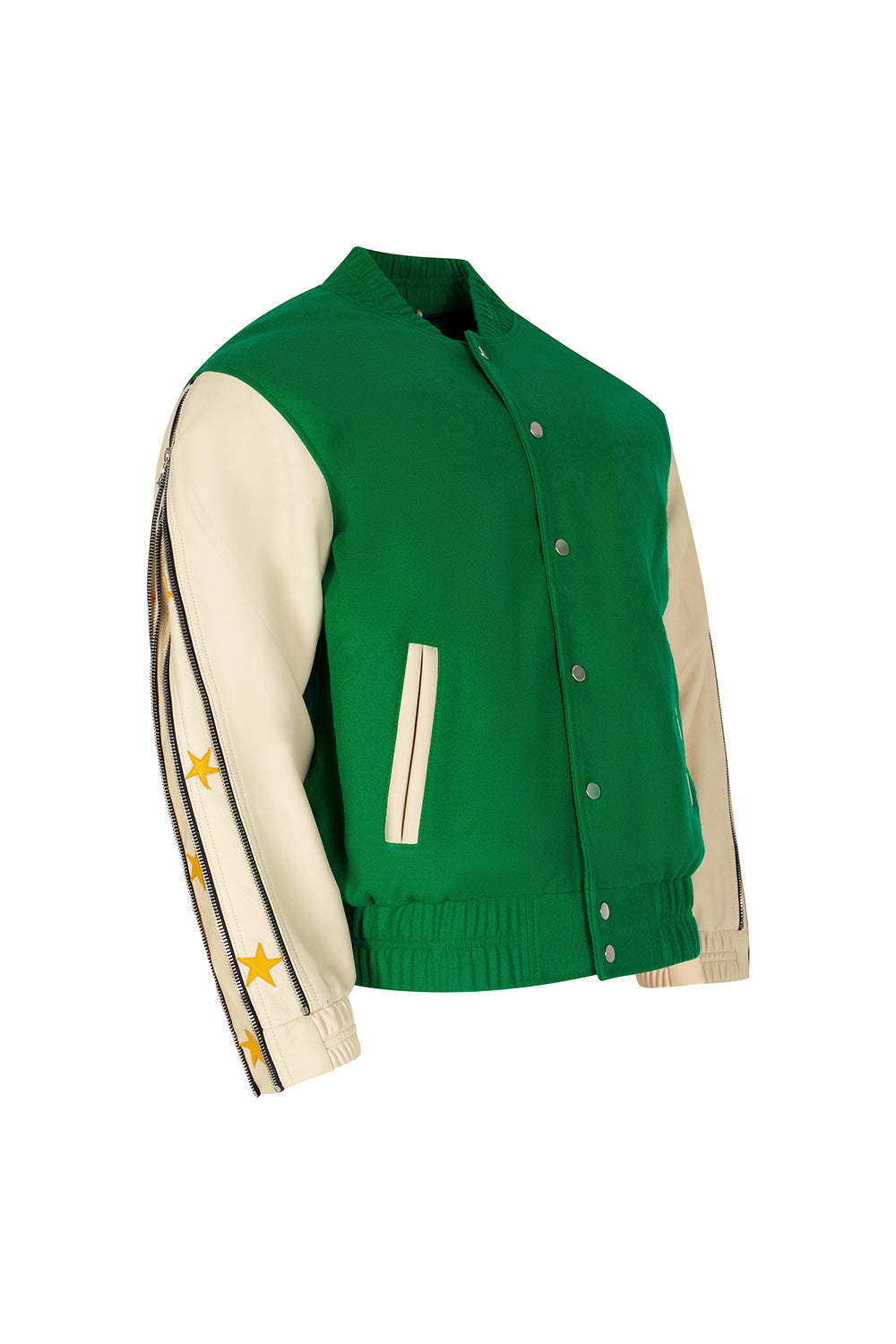 SUNSET RODEO LEATHER VARSITY JACKET-GREEN/CREAM – Cease & Desist Clothing